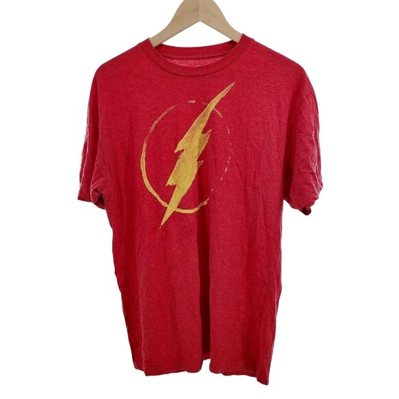 Men's Lg Flash DC Comic Shirt Lightning Bolt Fandom Official Graphic Tee Red - Picture 2 of 8